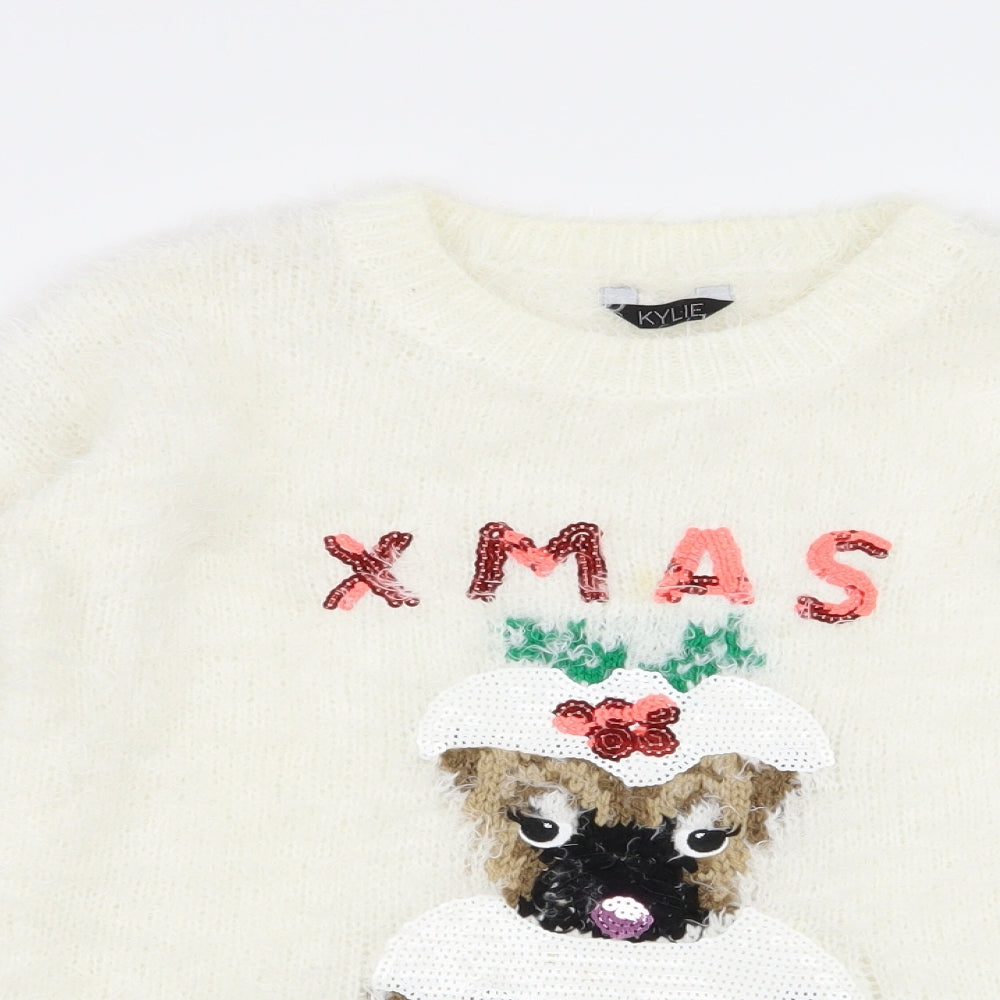 M&Co Girls White   Pullover Jumper Size 9-10 Years  - CHRISMTAS