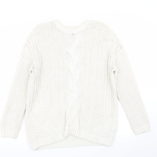 Peacocks Womens White   Pullover Jumper Size M