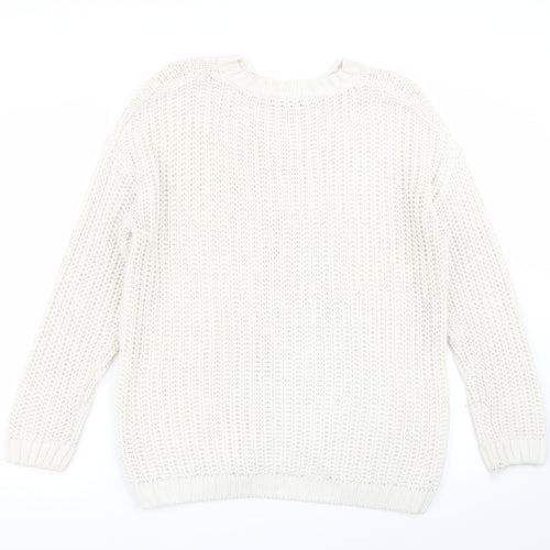Peacocks Womens White   Pullover Jumper Size M