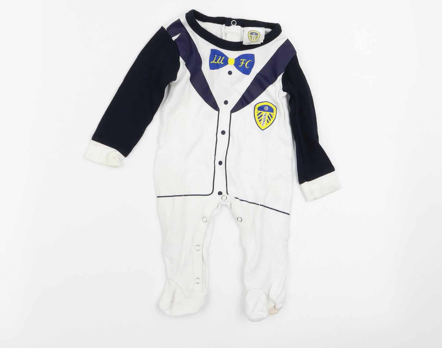 Leeds United Boys White   Babygrow One-Piece Size 0-3 Months