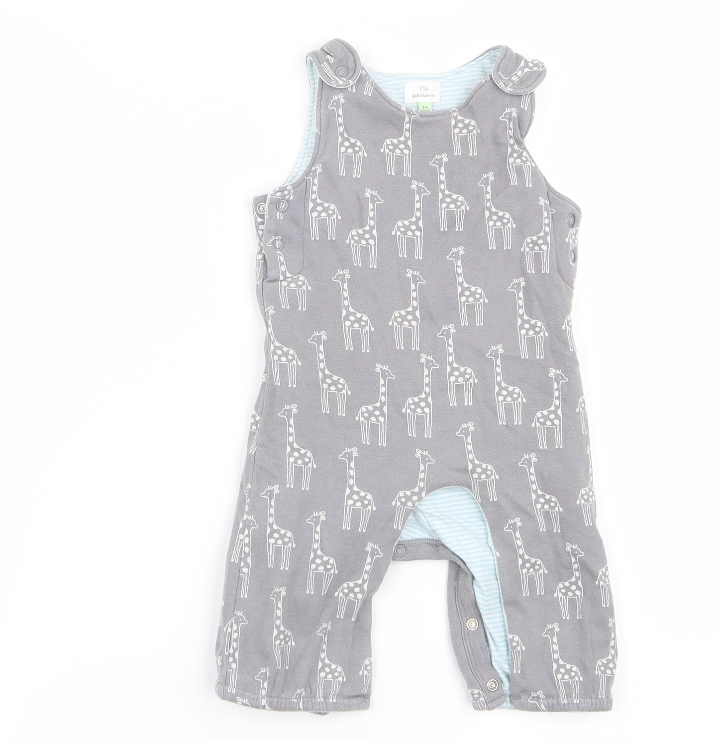 John Lewis Boys Grey Animal Print  Dungaree One-Piece Size 3-6 Months