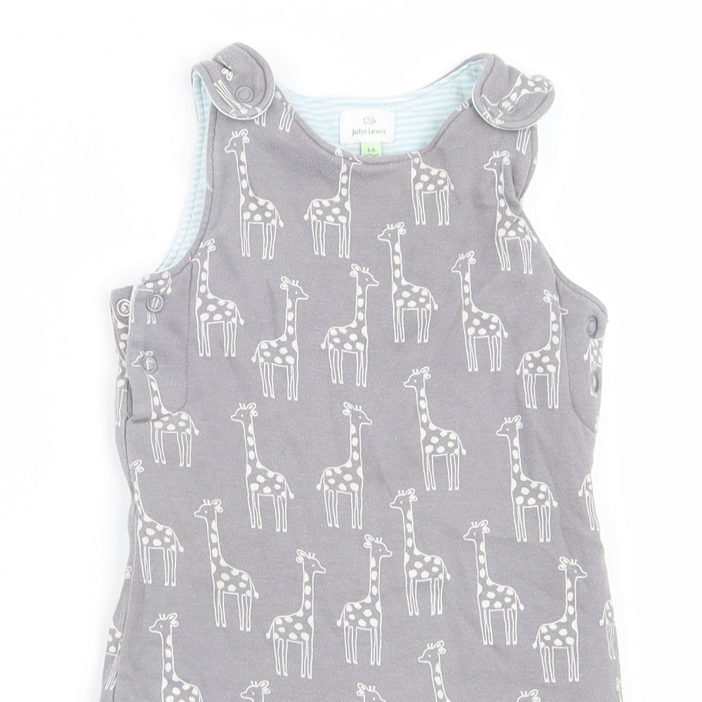 John Lewis Boys Grey Animal Print  Dungaree One-Piece Size 3-6 Months