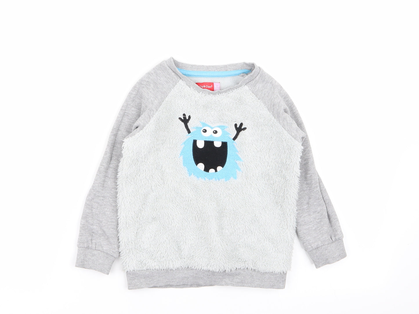 lily and dan Boys Grey   Pullover Jumper Size 3-4 Years