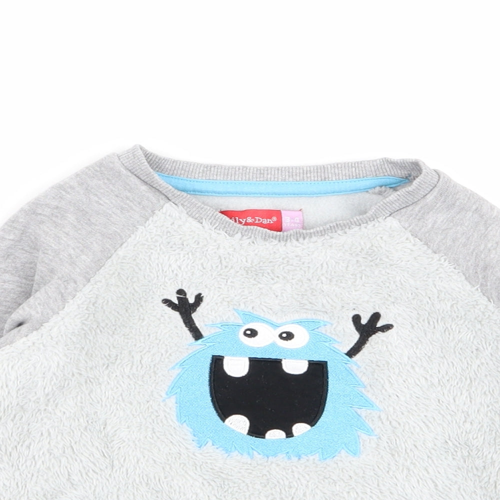 lily and dan Boys Grey   Pullover Jumper Size 3-4 Years