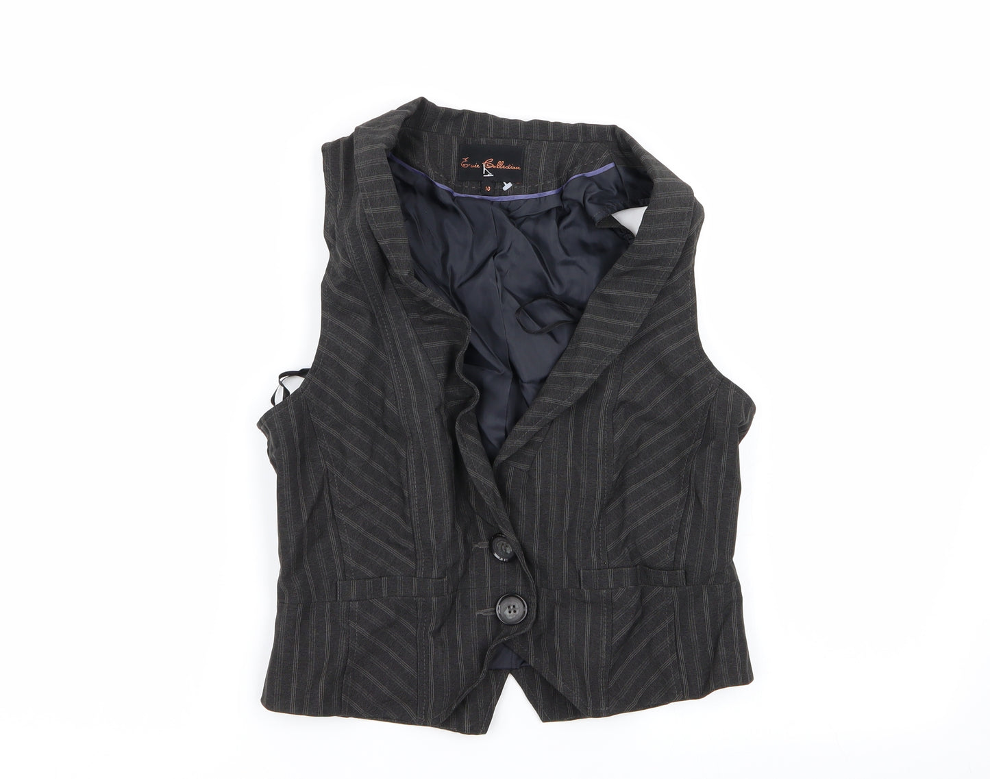 evie Womens Grey Striped  Jacket Suit Waistcoat Size 10