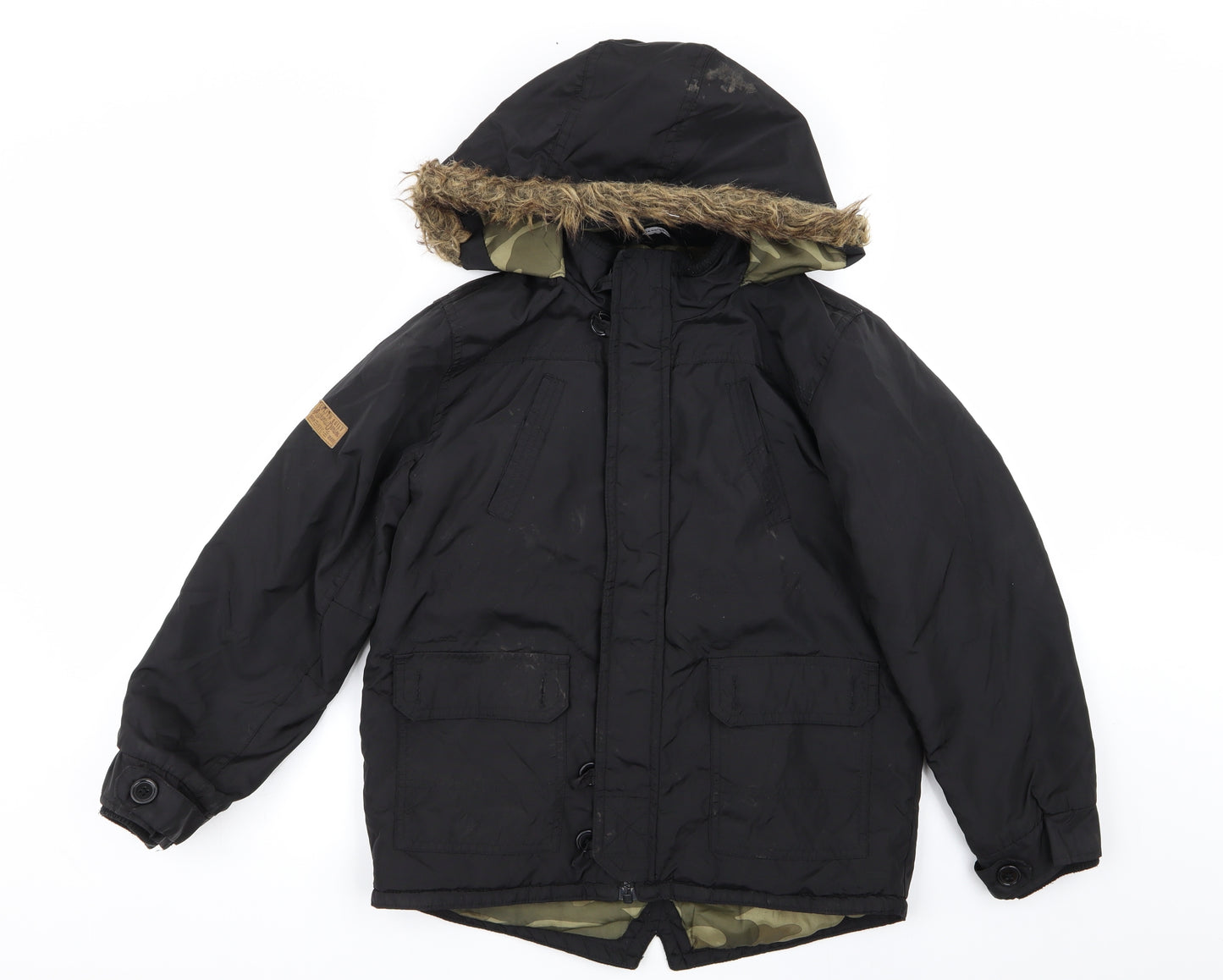 Asda George Boys Black   Parka Coat Size 9-10 Years