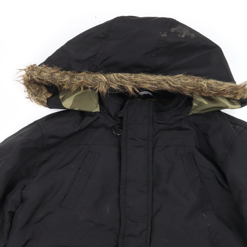 Asda George Boys Black   Parka Coat Size 9-10 Years