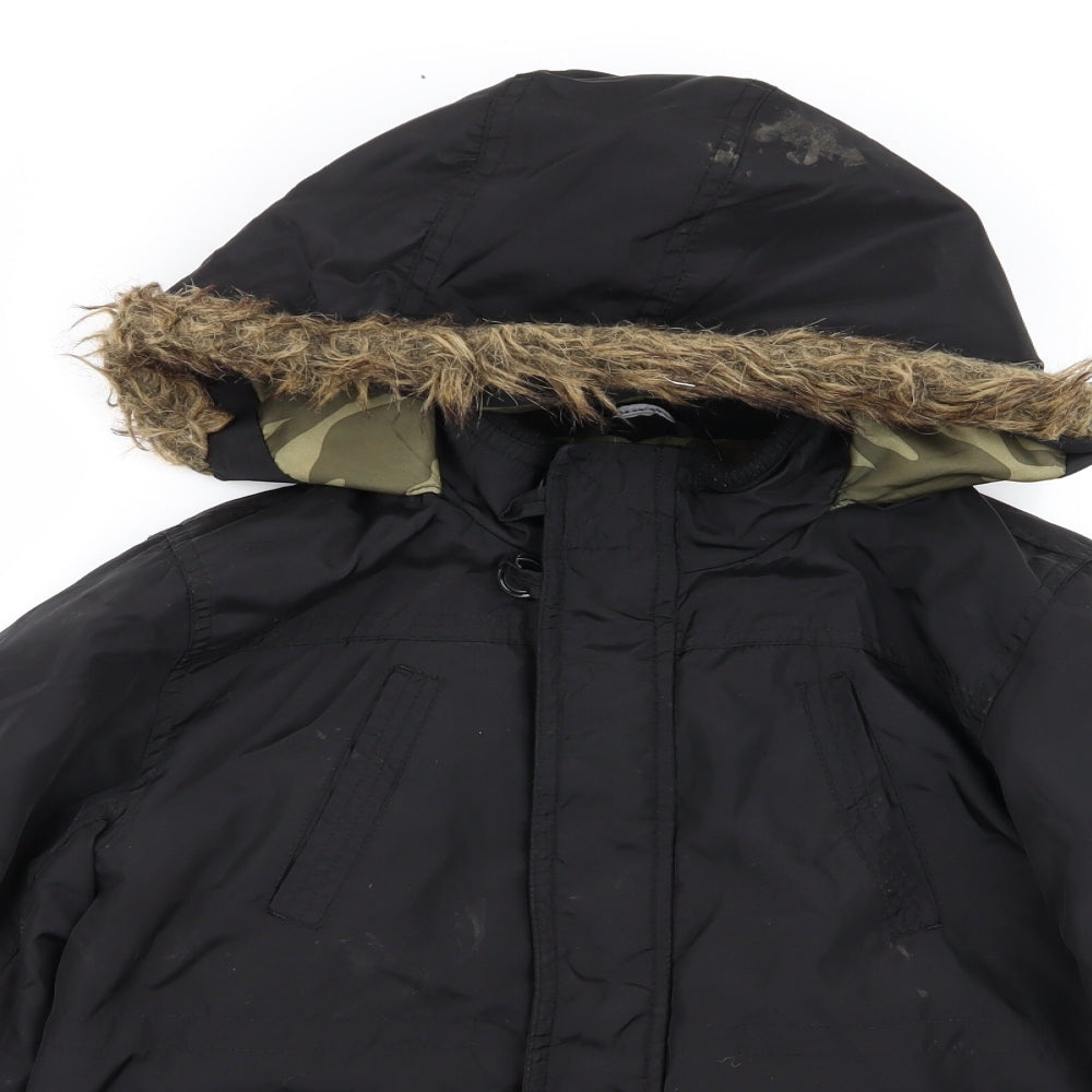Asda George Boys Black   Parka Coat Size 9-10 Years