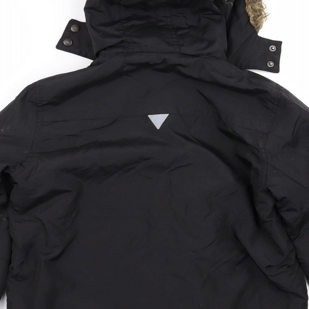 Asda George Boys Black   Parka Coat Size 9-10 Years