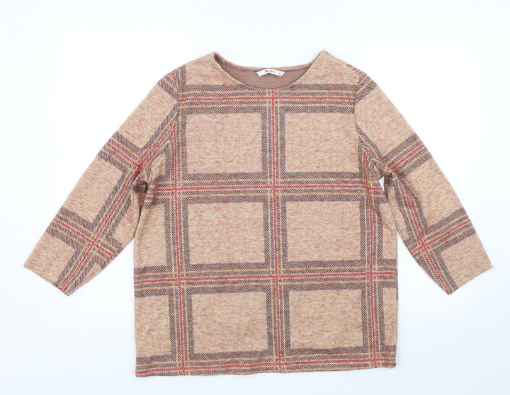 TU Womens Brown Check Pullover Jumper Size 14