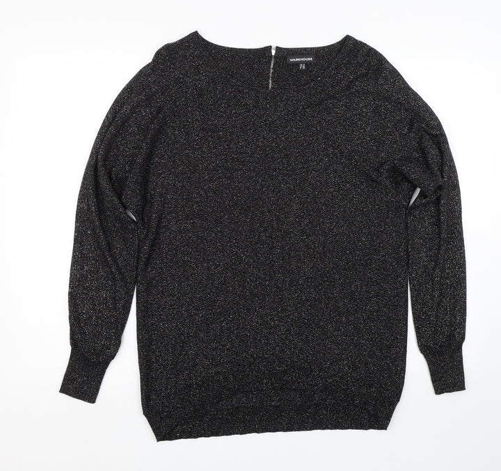 Warehouse Womens Black   Pullover Jumper Size 8