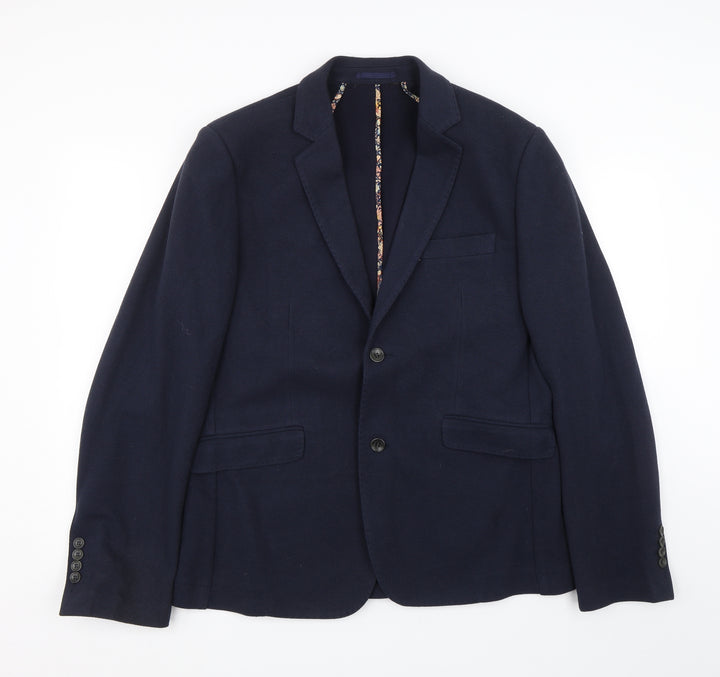 Without Prejudice Mens Blue Jacket Suit Size 44