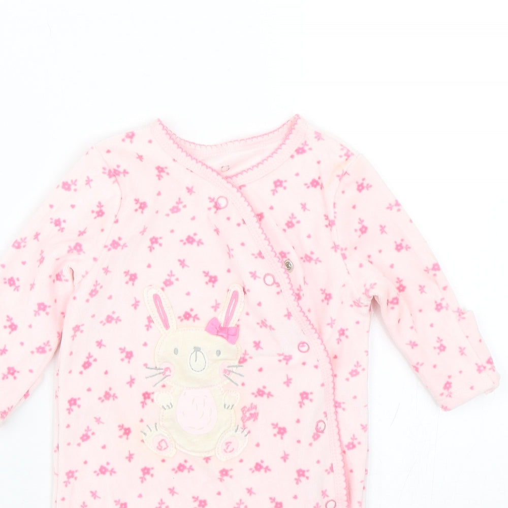 Early days Baby Pink Floral  Babygrow One-Piece Size 0-3 Months  - Bunny