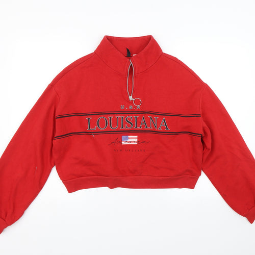 H&M Womens Red   Pullover Sweatshirt Size L