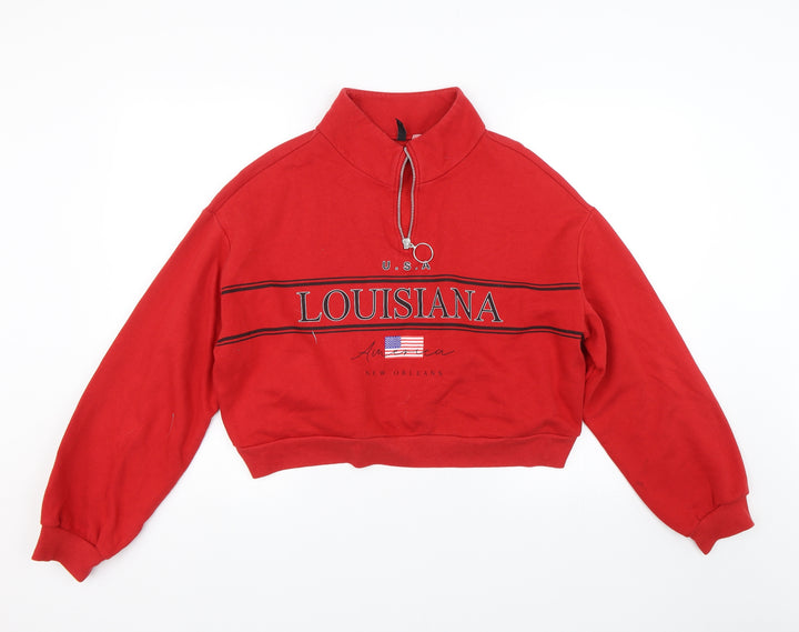 H&M Womens Red   Pullover Sweatshirt Size L