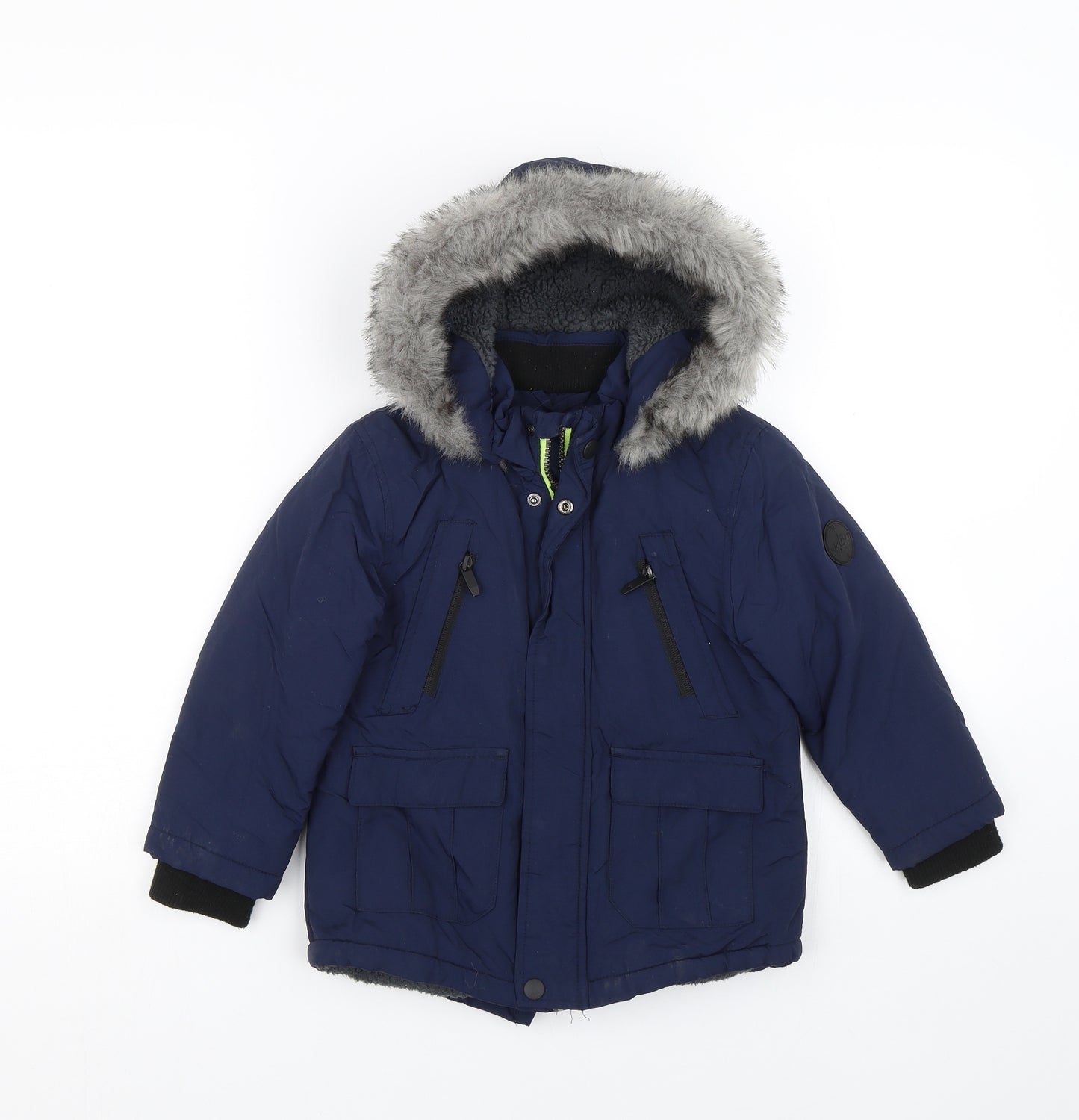 Primark Boys Blue   Parka Coat Size 2-3 Years