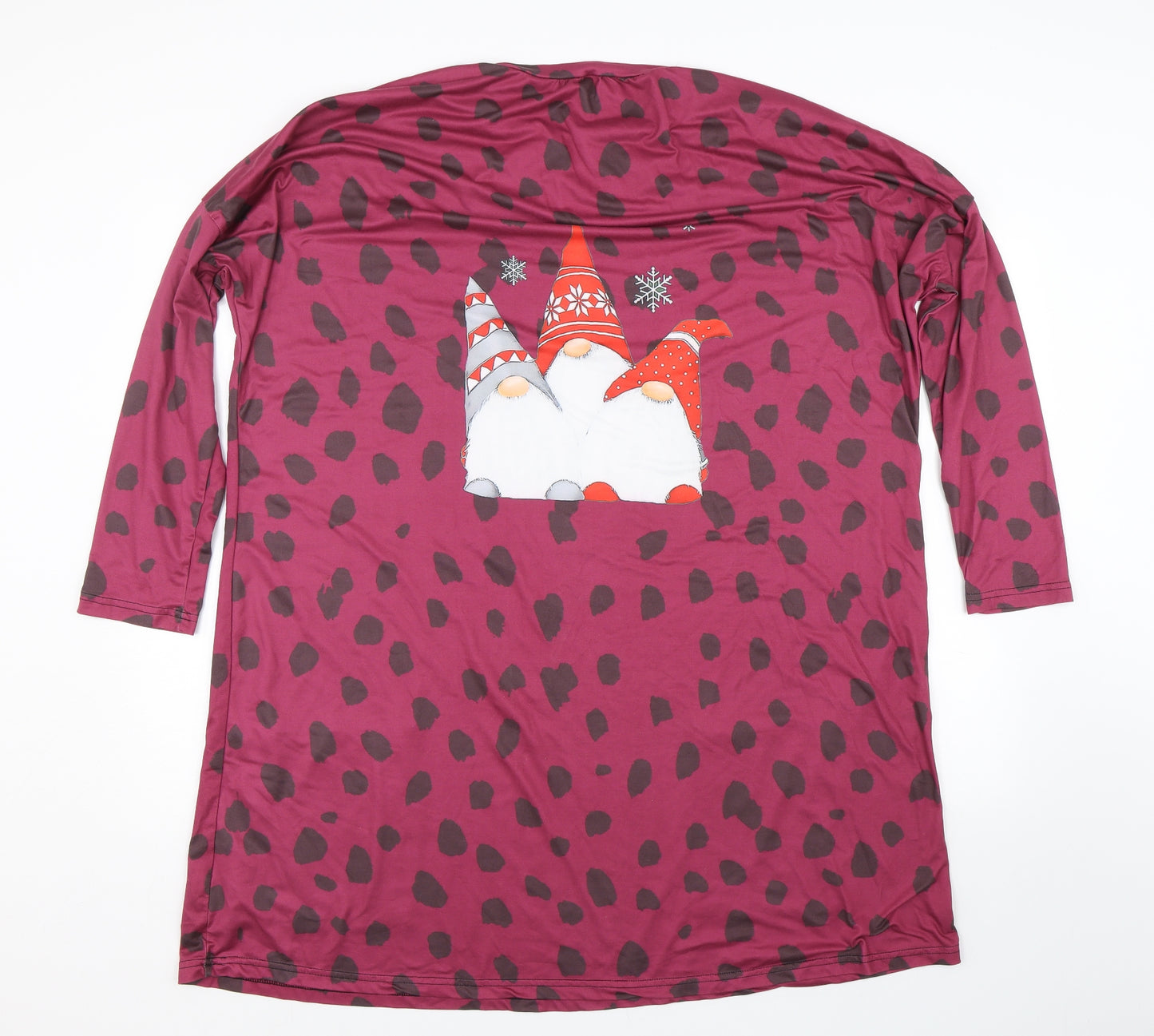 Preworn Womens Purple Polka Dot  Basic T-Shirt Size XL  - Gnomes