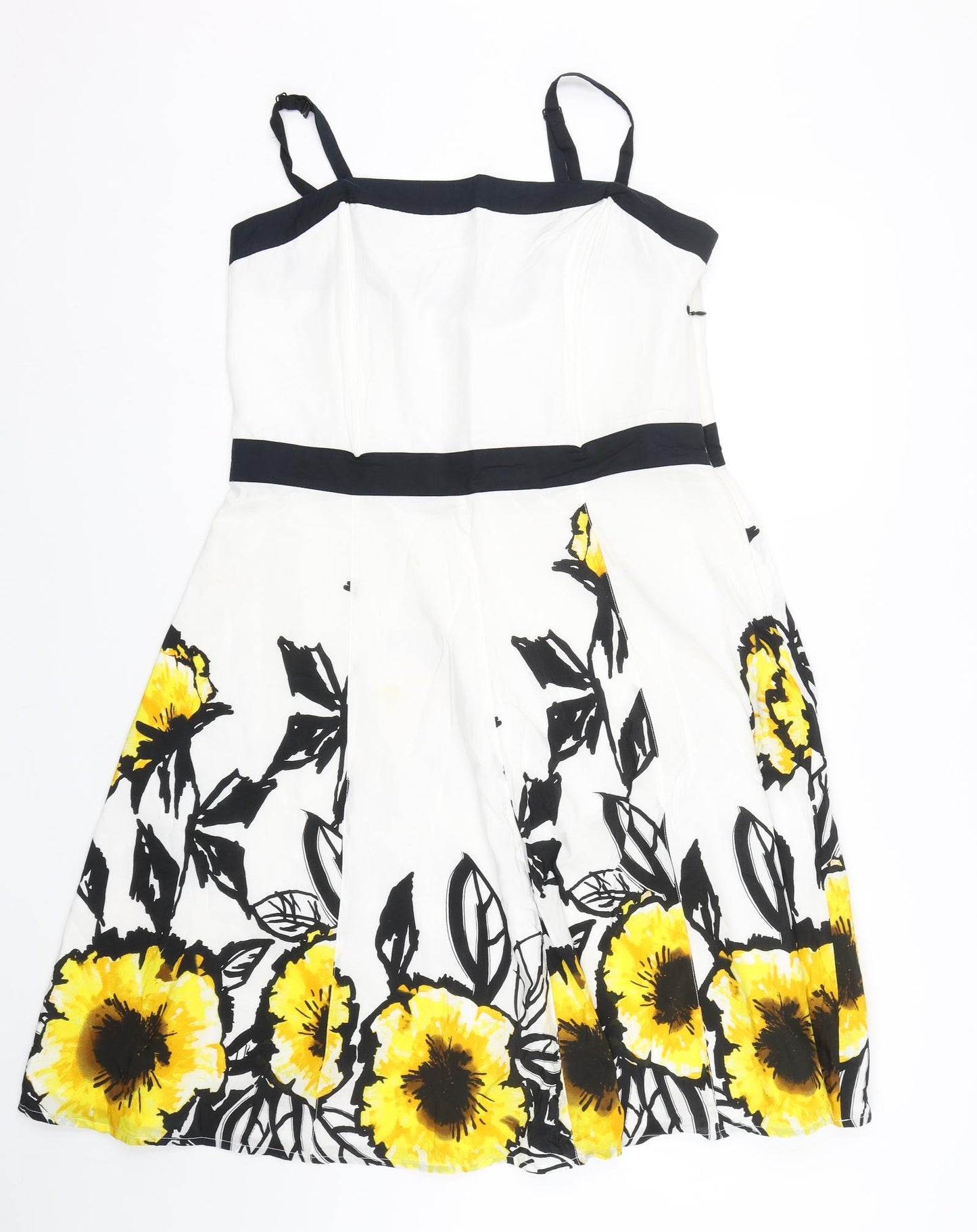 Per Una Womens White Floral  Fit & Flare  Size 16