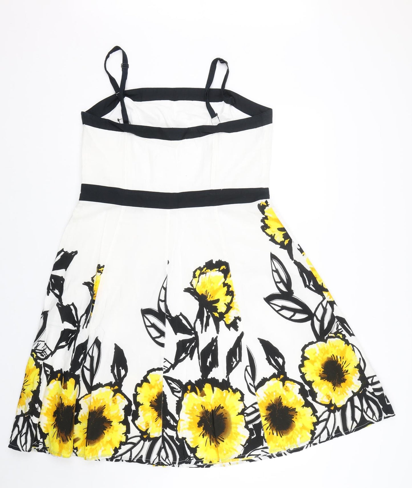 Per Una Womens White Floral  Fit & Flare  Size 16