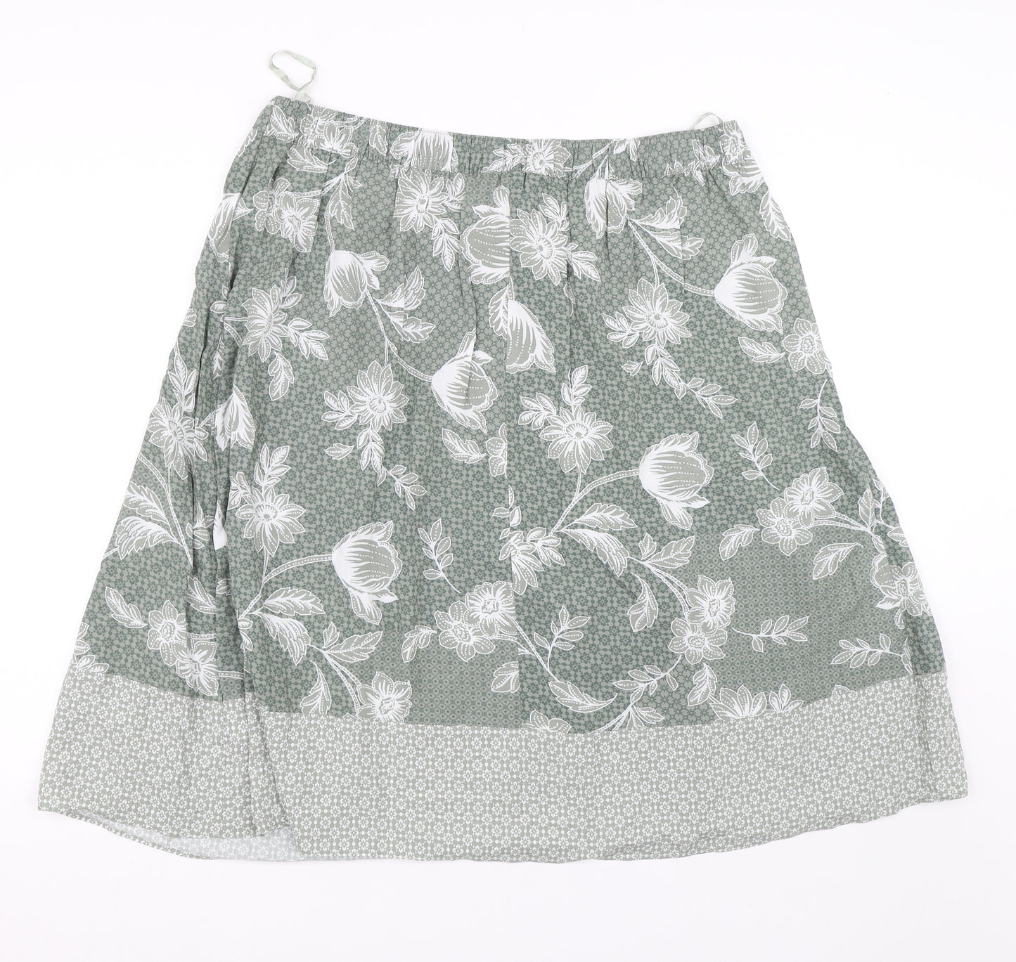 Bonmarche Womens Green Floral  Flare Skirt Size 18