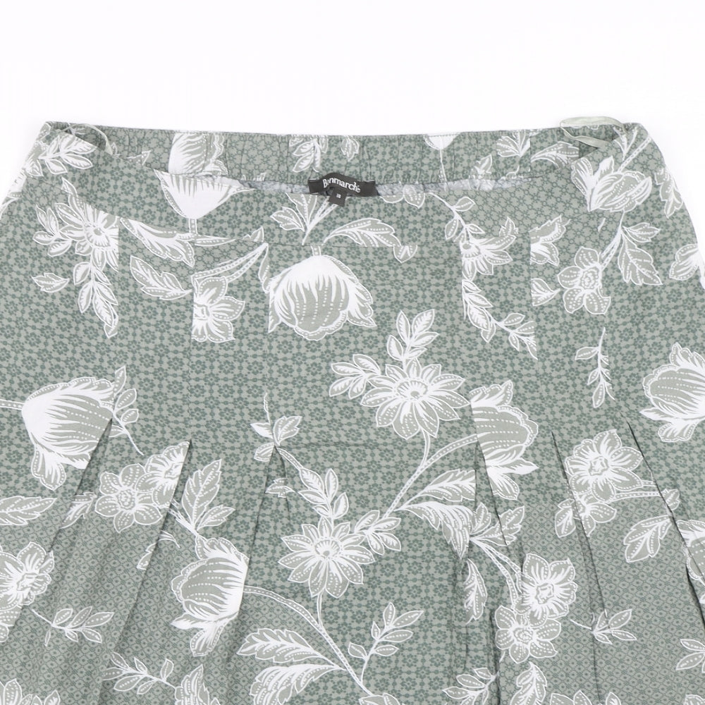 Bonmarche Womens Green Floral  Flare Skirt Size 18