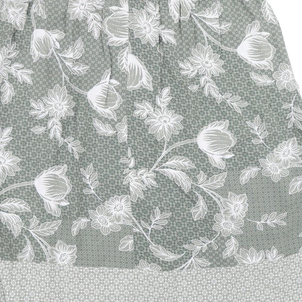 Bonmarche Womens Green Floral  Flare Skirt Size 18