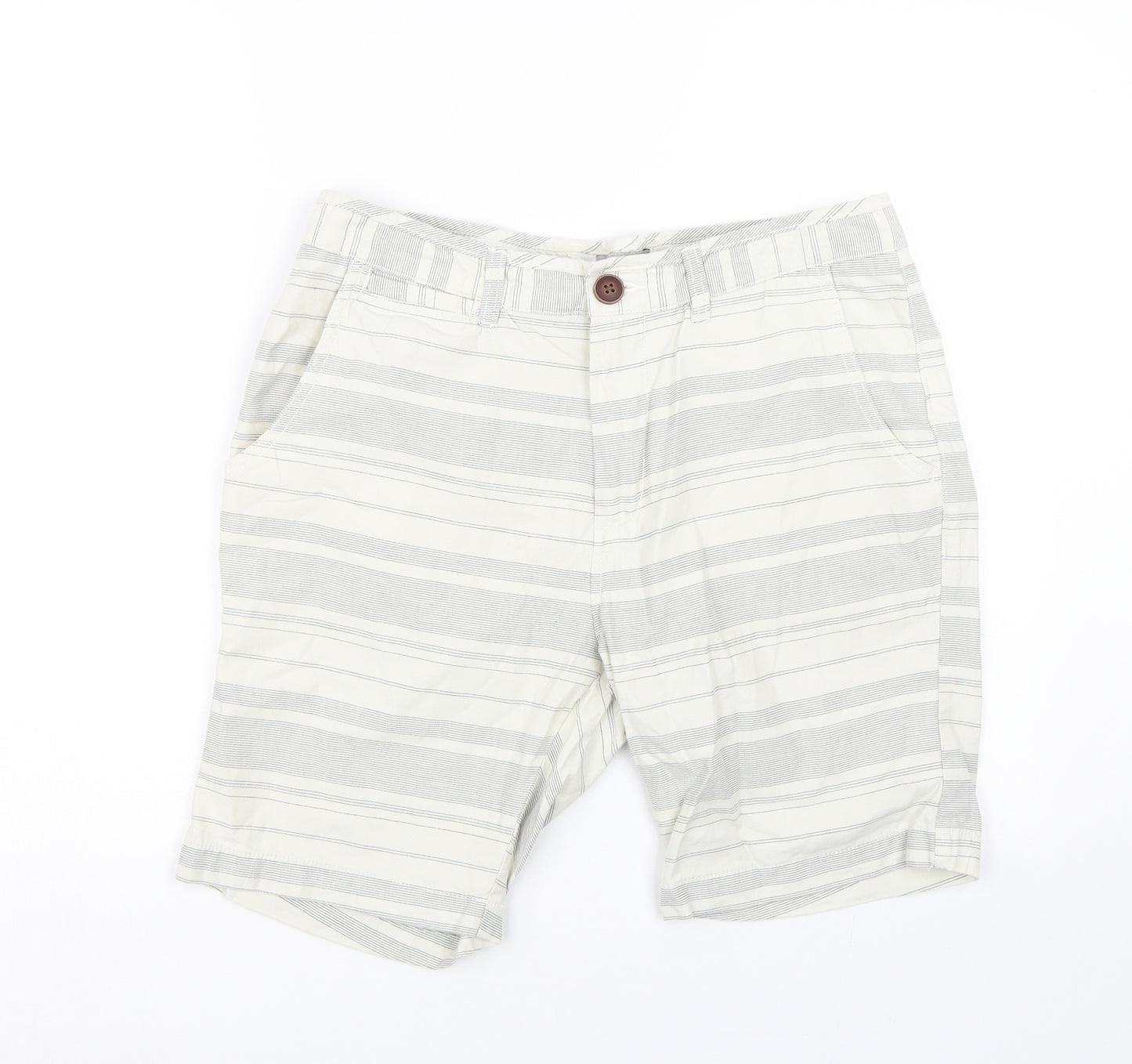 TU Mens Beige Striped  Bermuda Shorts Size 34