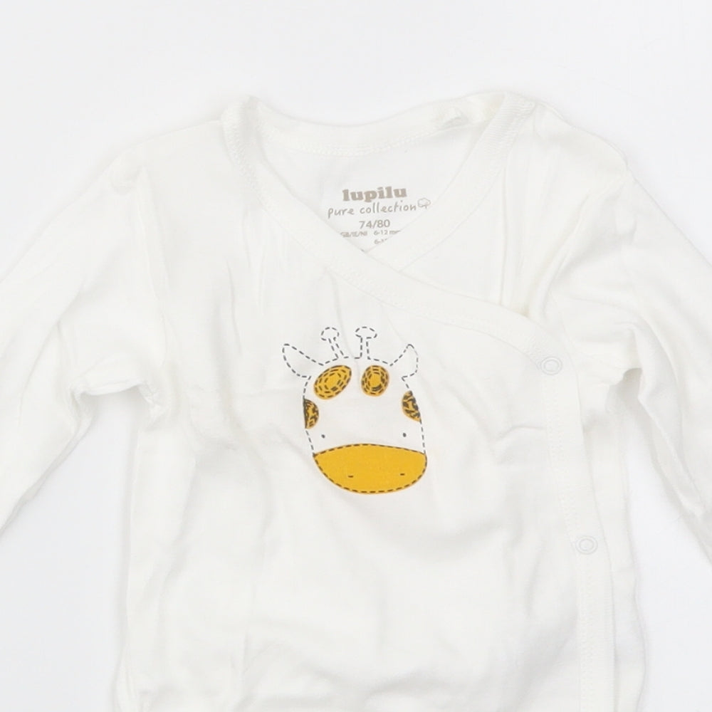 Lupilu Baby White Animal Print  Babygrow One-Piece Size 6-9 Months