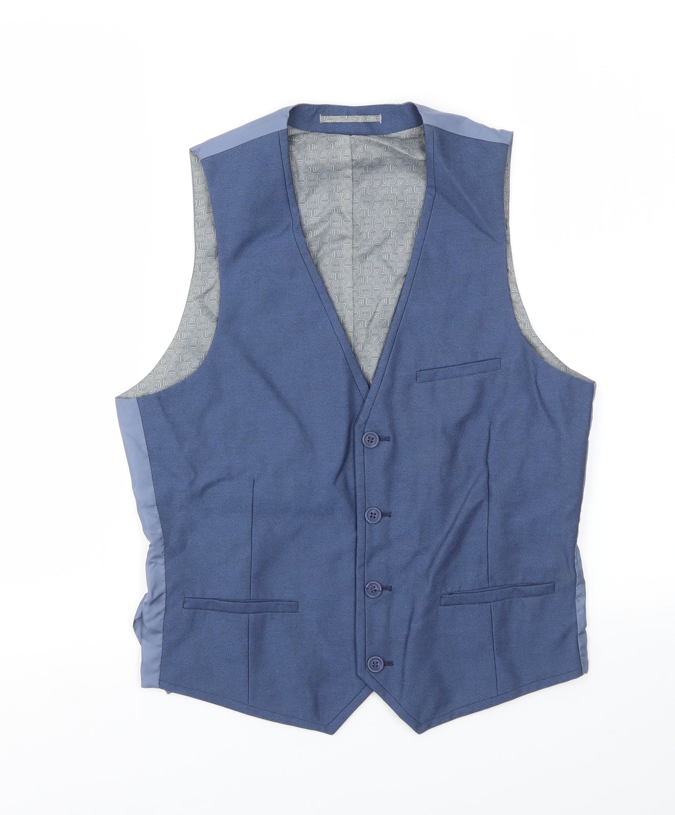 165 Mens Blue   Jacket Suit Waistcoat Size 34