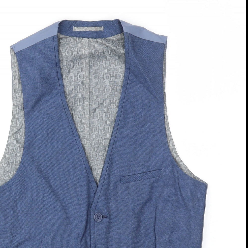 165 Mens Blue   Jacket Suit Waistcoat Size 34