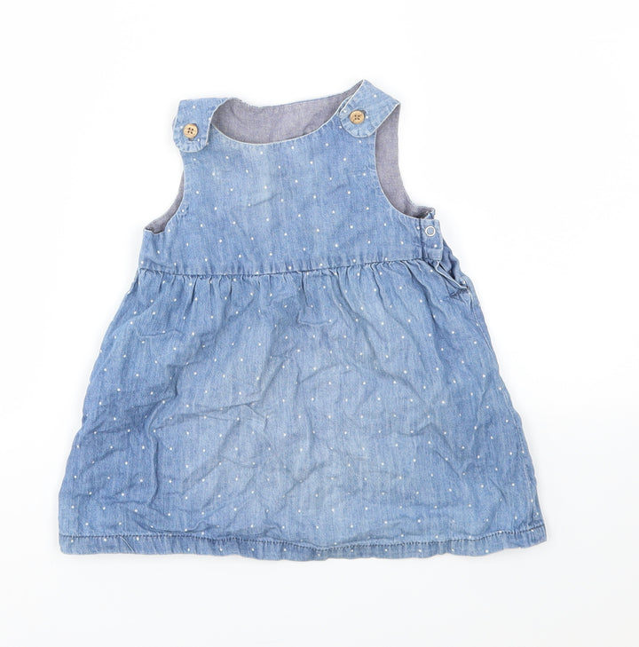 H&M Girls Blue Spotted  Fit & Flare  Size 12-18 Months