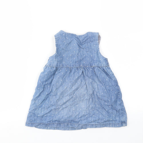 H&M Girls Blue Spotted  Fit & Flare  Size 12-18 Months