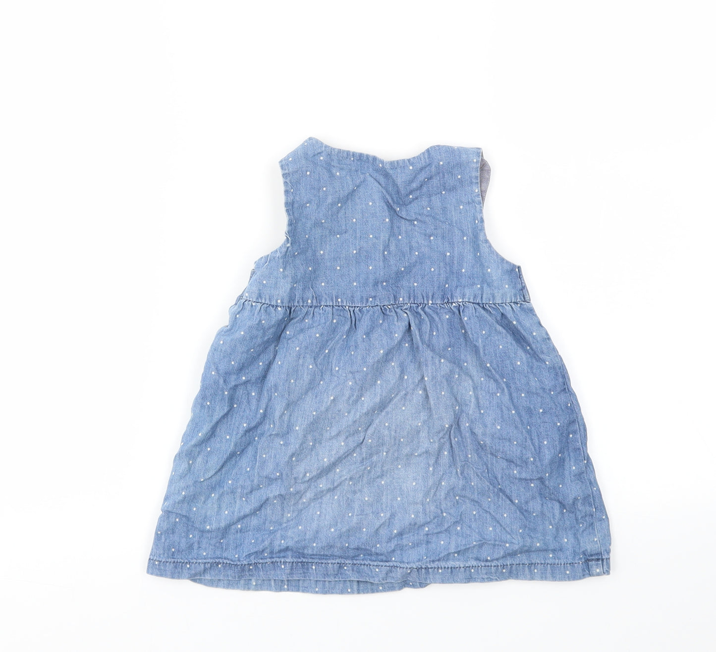 H&M Girls Blue Spotted  Fit & Flare  Size 12-18 Months