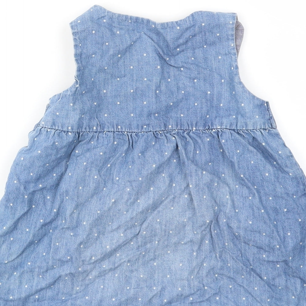 H&M Girls Blue Spotted  Fit & Flare  Size 12-18 Months