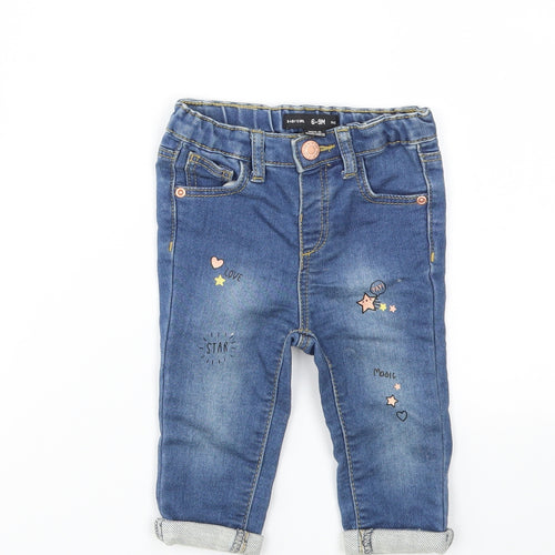 DENIM &CO Girls Blue   Capri Jeans Size 6-9 Months