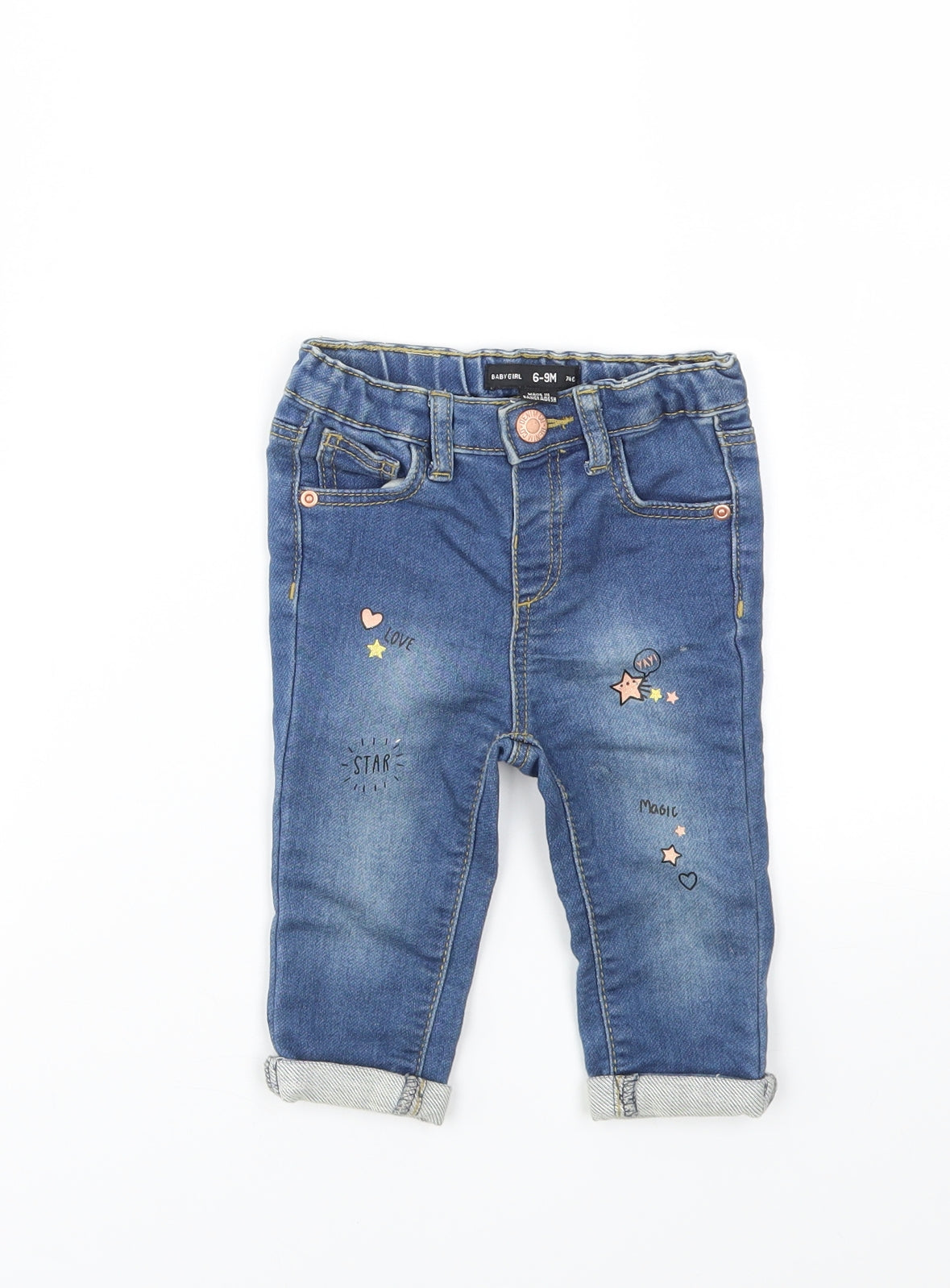 DENIM &CO Girls Blue   Capri Jeans Size 6-9 Months