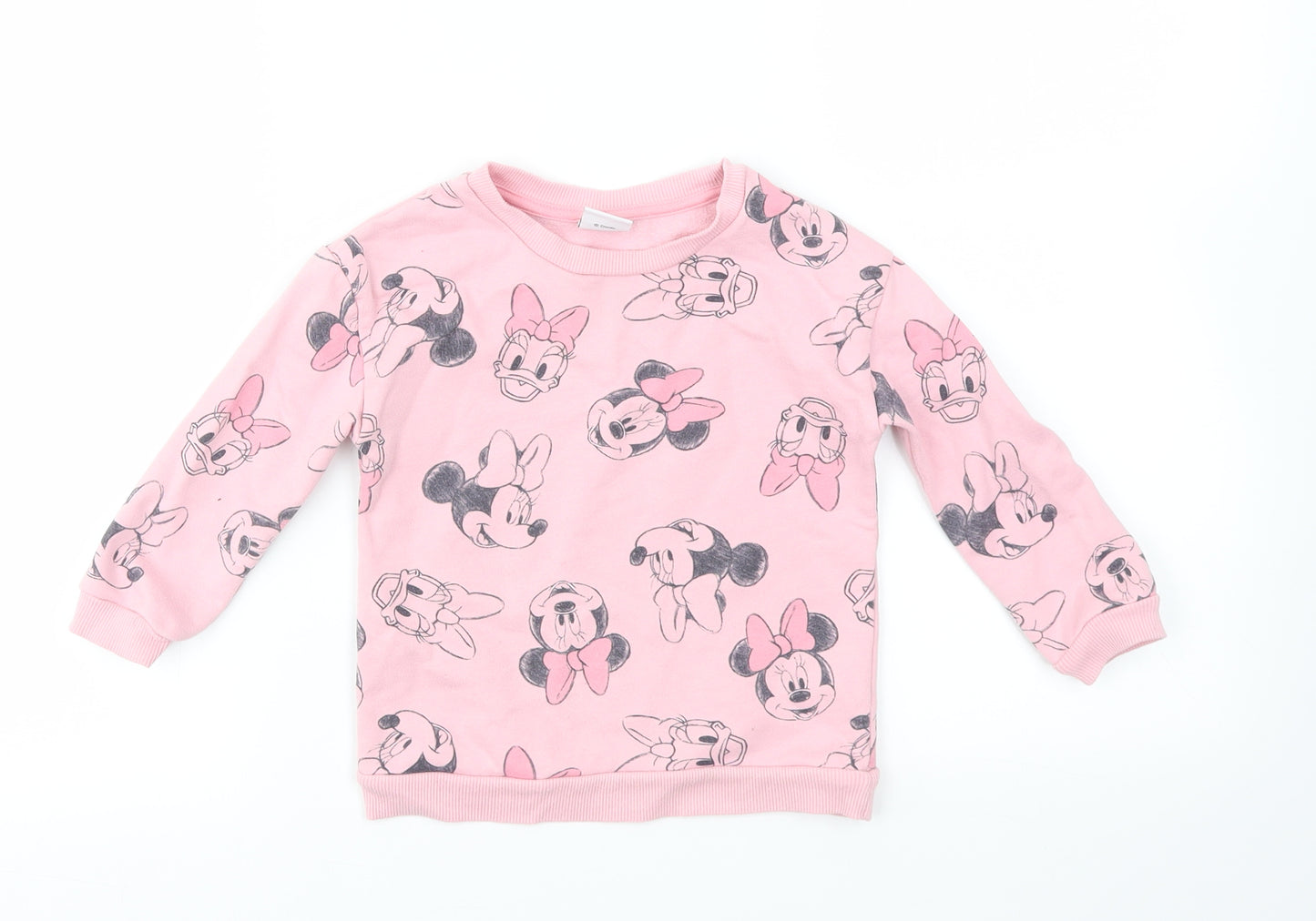 Disney Girls Pink Animal Print  Pullover Jumper Size 2-3 Years