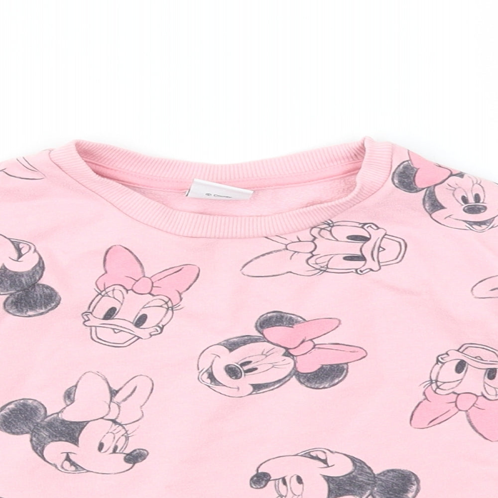 Disney Girls Pink Animal Print  Pullover Jumper Size 2-3 Years