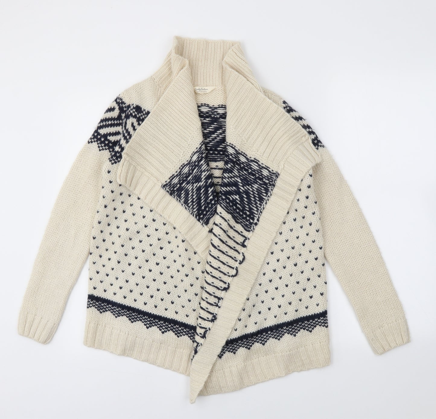 Candy Girls Ivory Argyle/Diamond  Cardigan Jumper Size 12-13 Years