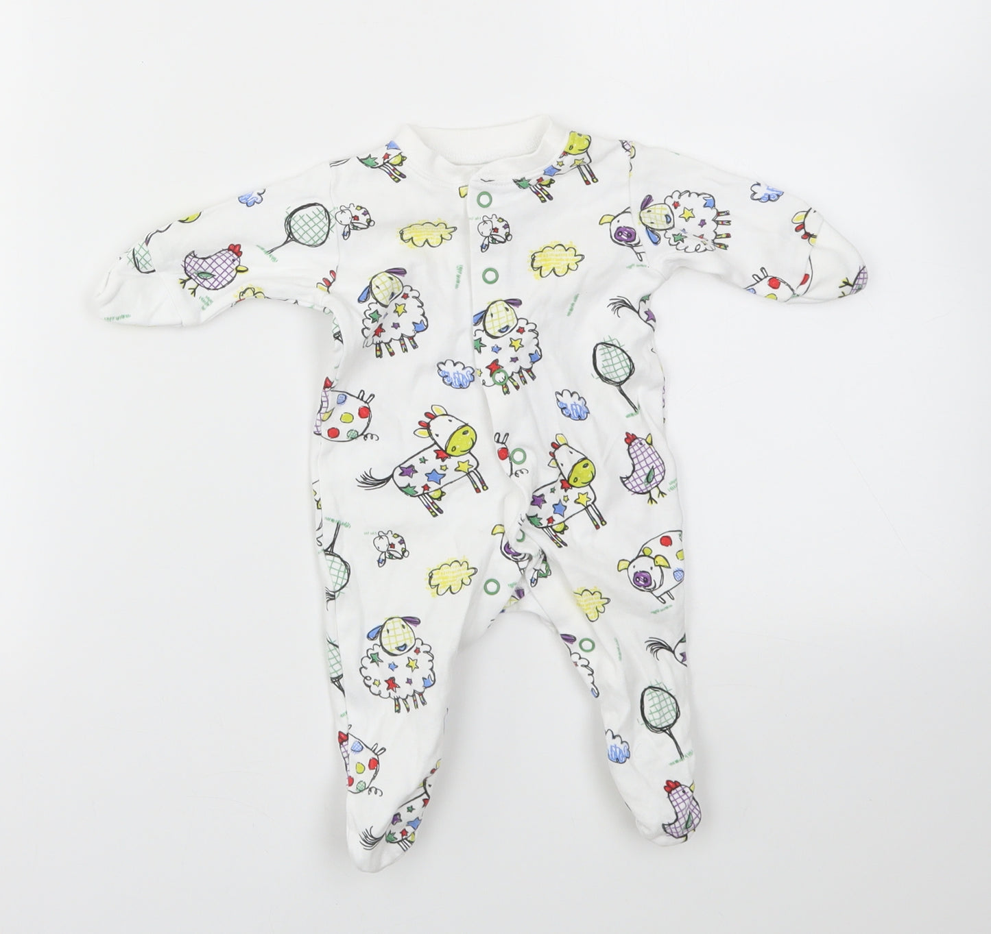 NEXT Baby Multicoloured Animal Print  Babygrow One-Piece Size Newborn