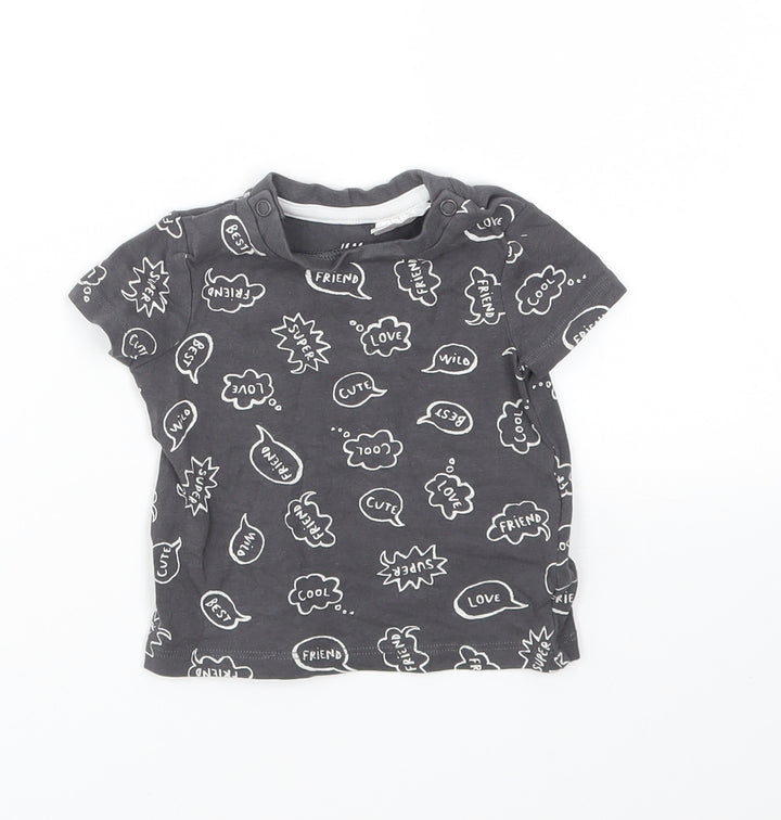 H&M Baby Grey Geometric Basic T-Shirt Size 0-3 Months
