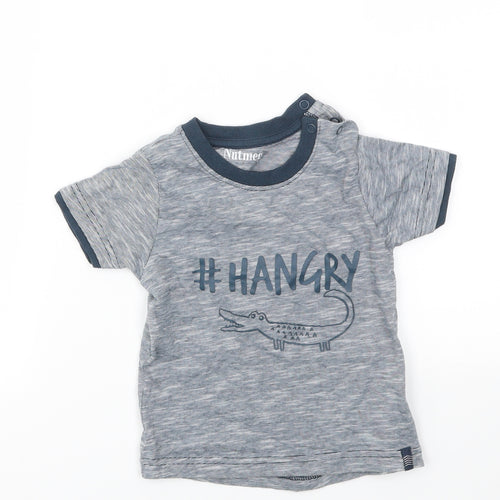 Nutmeg Boys Blue Houndstooth  Basic T-Shirt Size 2-3 Years