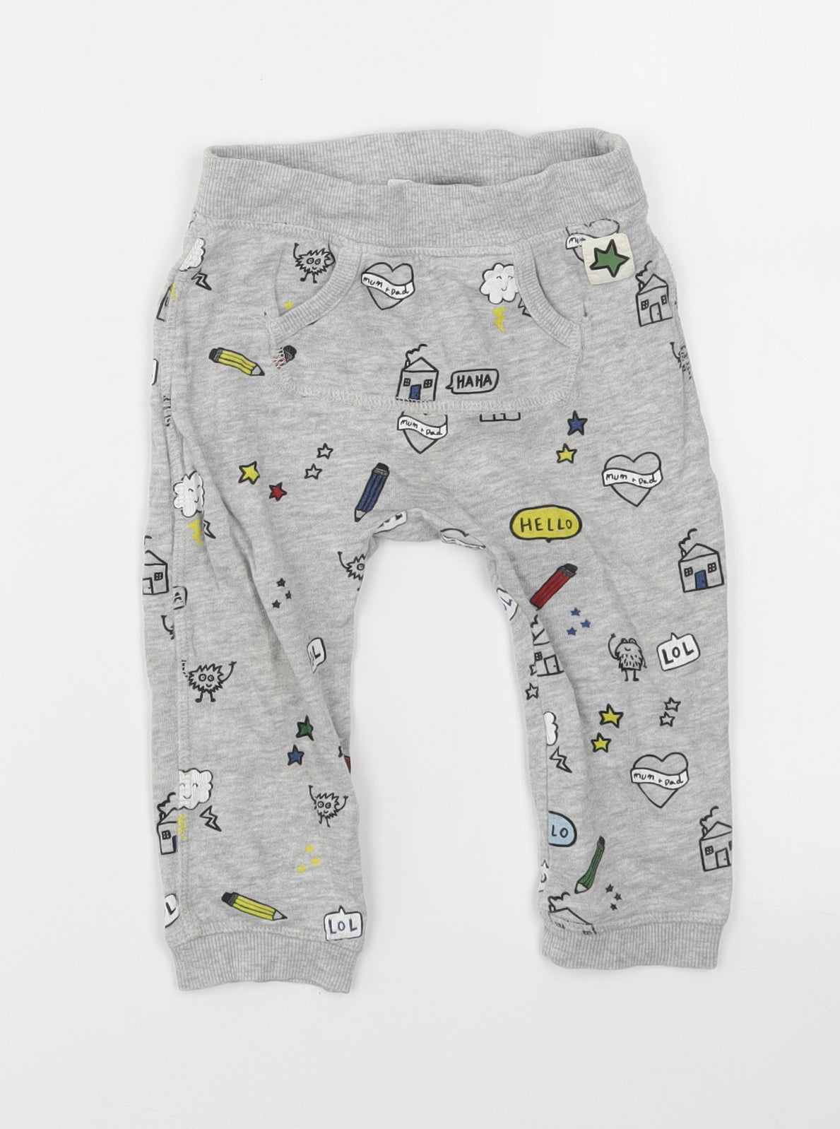 H&M Boys Grey Geometric  Capri Trousers Size 12-18 Months