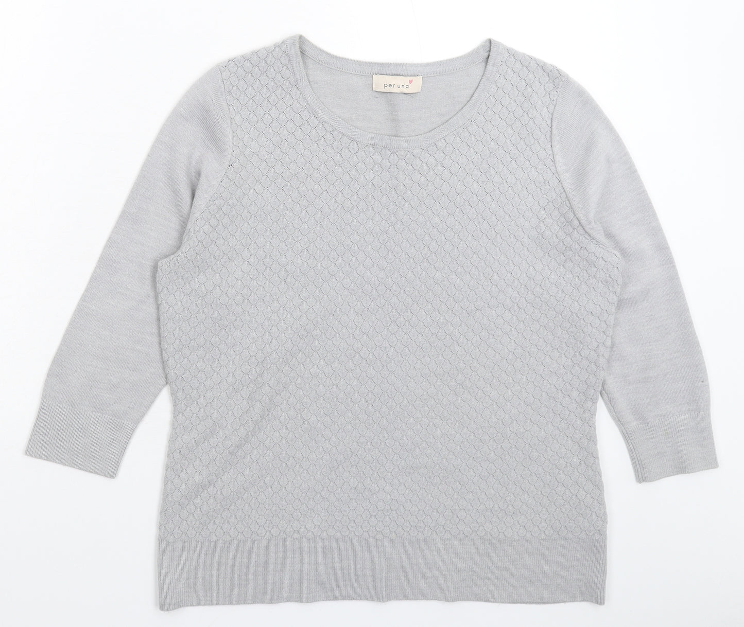 Per Una Womens Grey  Knit Pullover Jumper Size 14