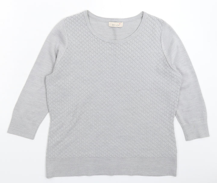 Per Una Womens Grey  Knit Pullover Jumper Size 14