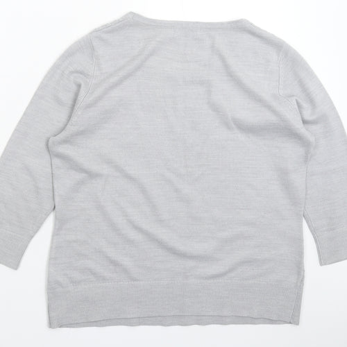 Per Una Womens Grey  Knit Pullover Jumper Size 14