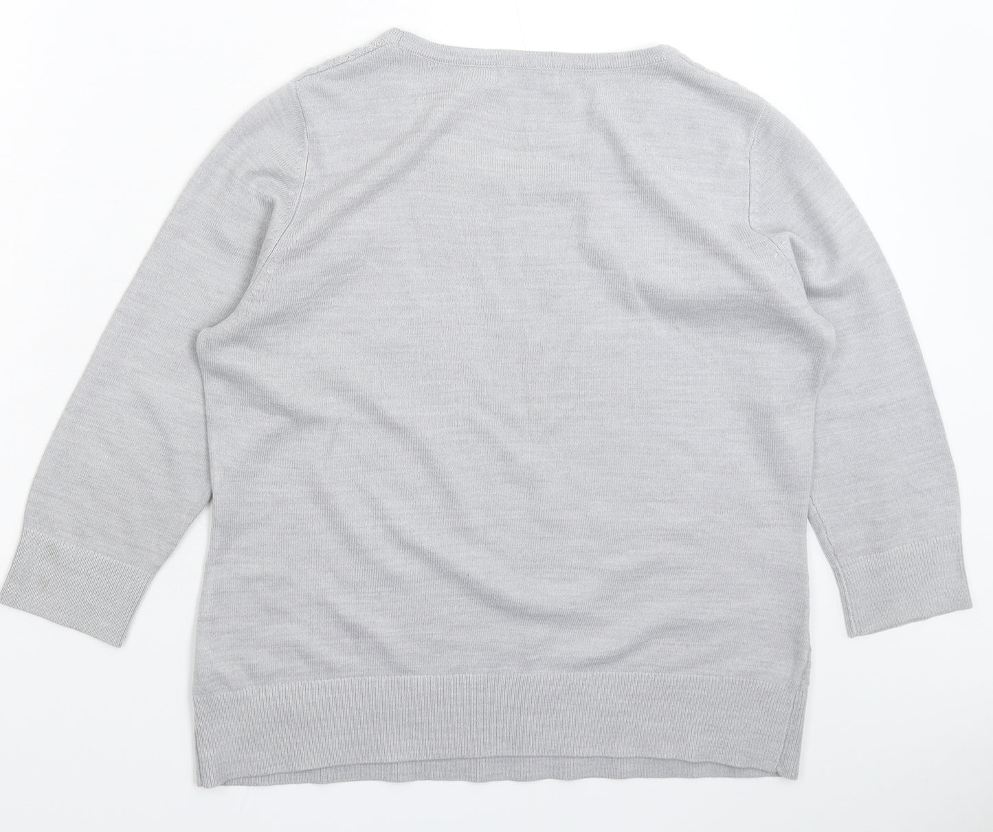 Per Una Womens Grey  Knit Pullover Jumper Size 14