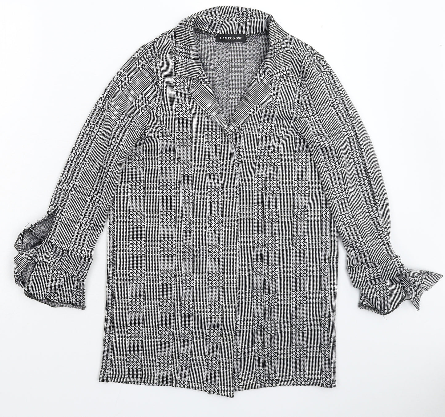 Cameo Womens Grey Houndstooth  Jacket Blazer Size 8