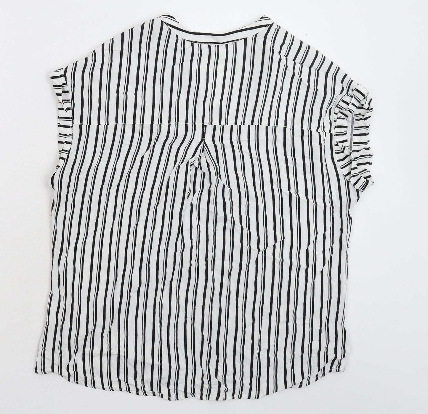 Peacocks Womens White Striped  Basic Tank Size 14