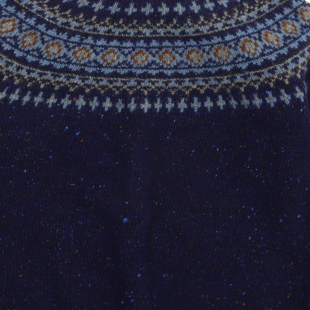 Harley Mens Blue Geometric Knit Pullover Jumper Size XS